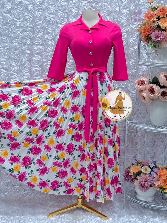 Eliza Fucsia/White Floral Dress