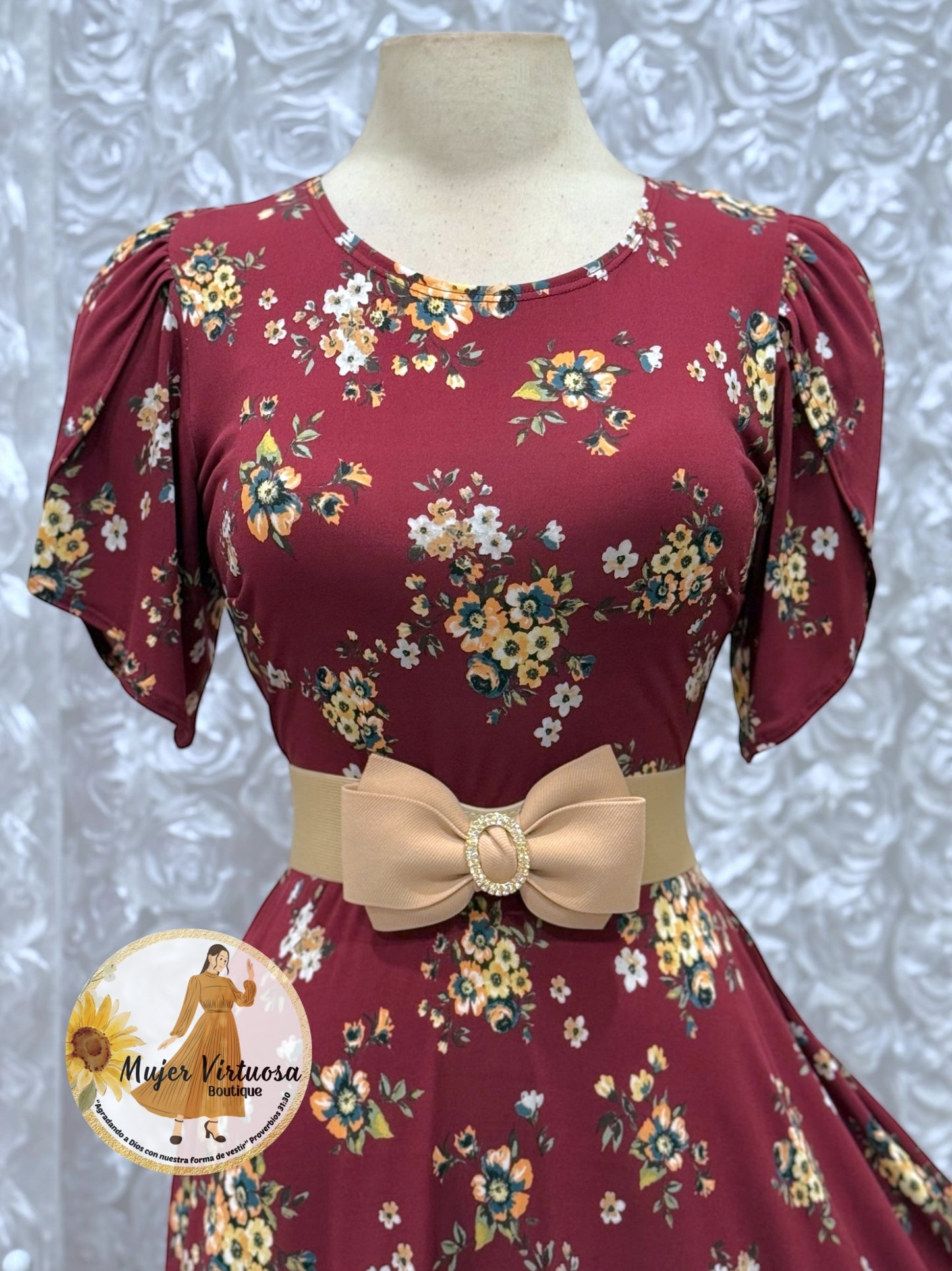 Abigail Burgundy Floral Dress