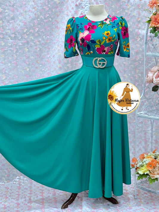 Eliana Turquesa Floral Dress