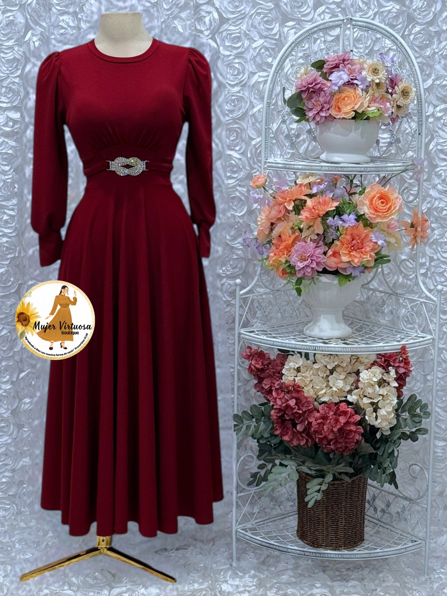 Natasha Burgundy Dress