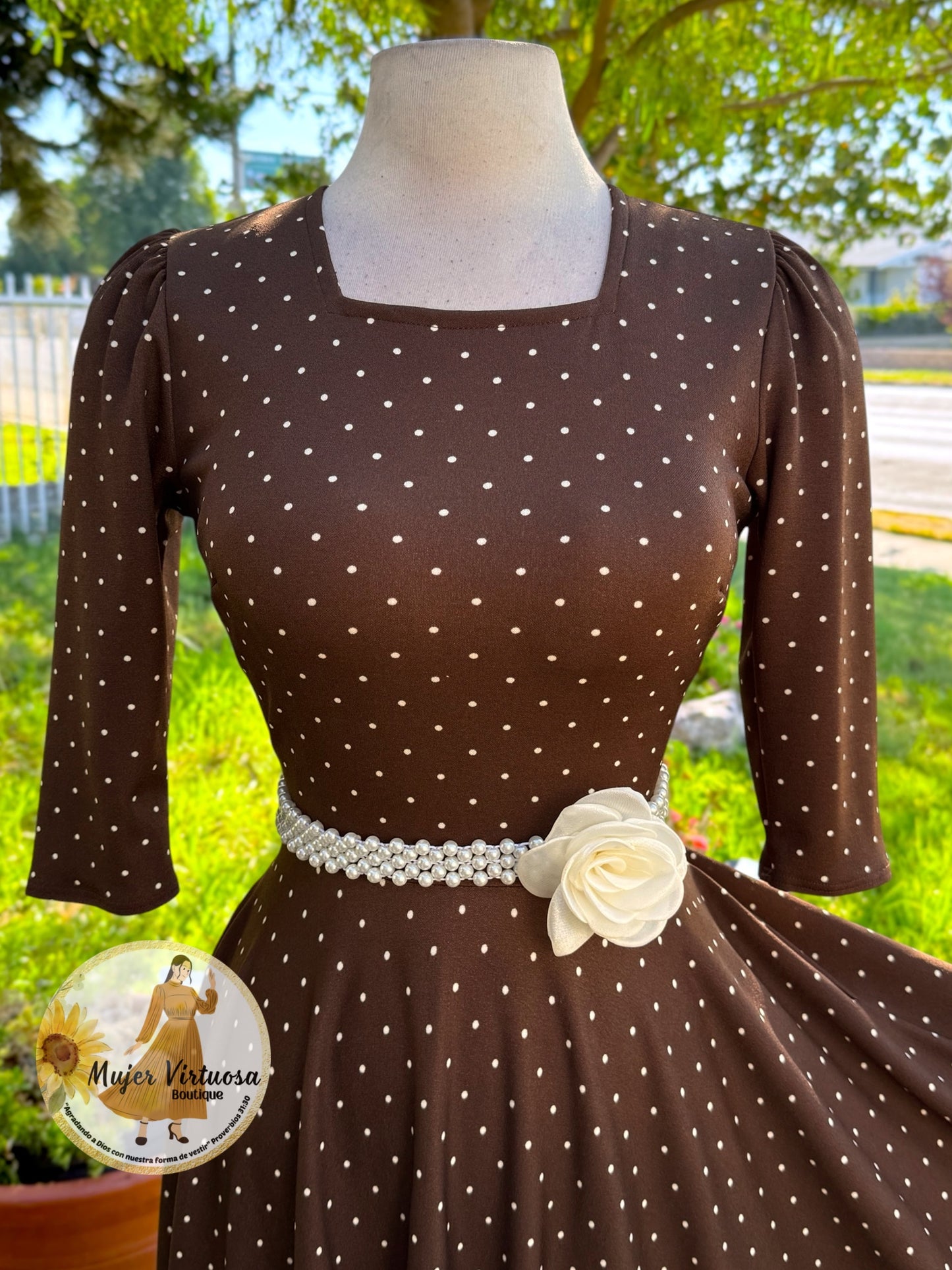 Eunice Brown Polka Dot Dress