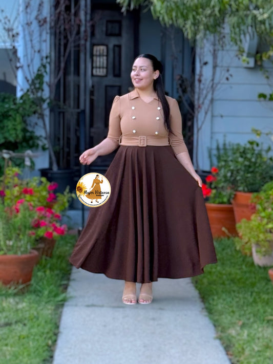 Frida Mocha & Brown Dress