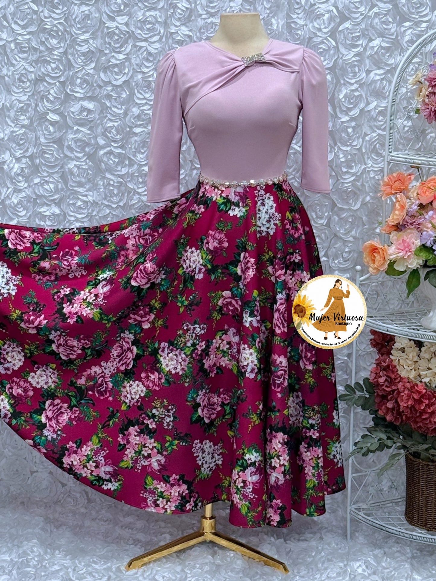 Rosalie Lilac/Magenta Floral Dress