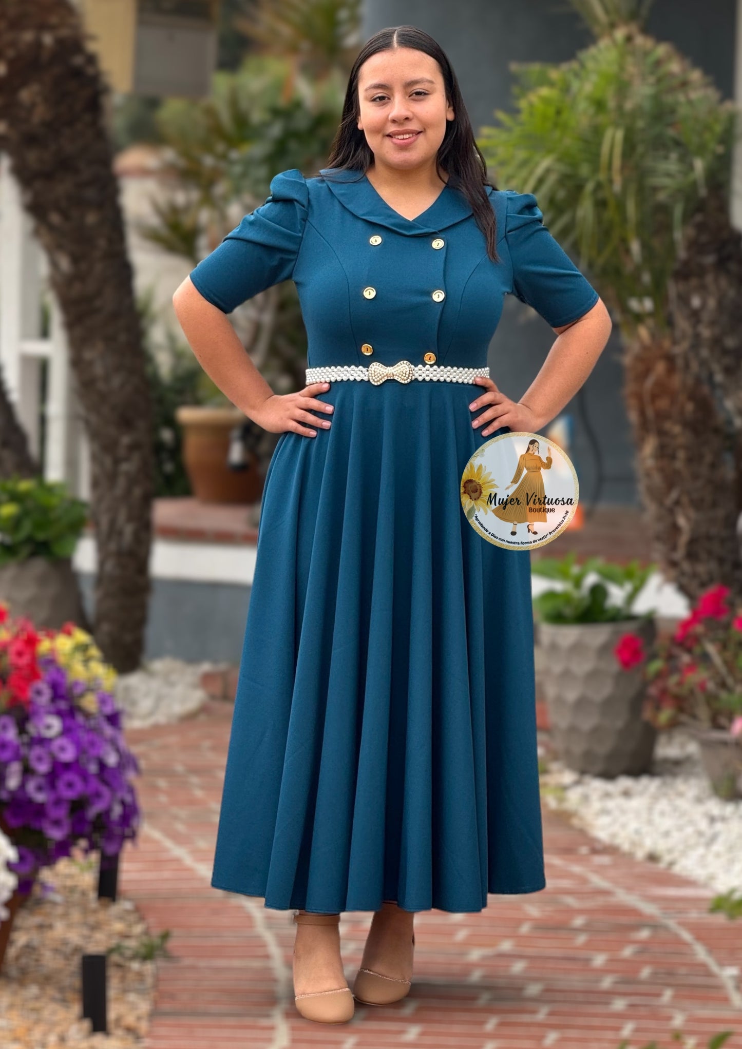 Dorothy Teal Vintage Dress