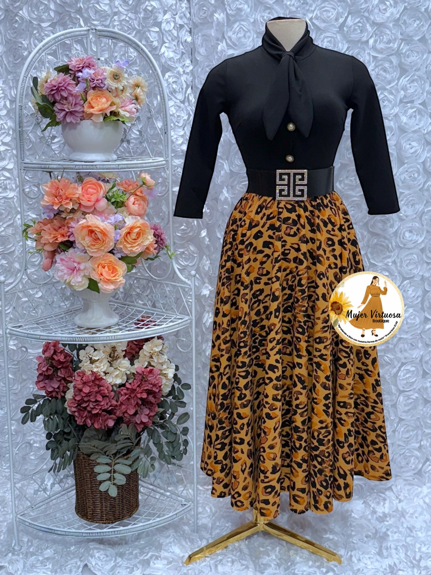 Black & Animal Print Sailor Dress