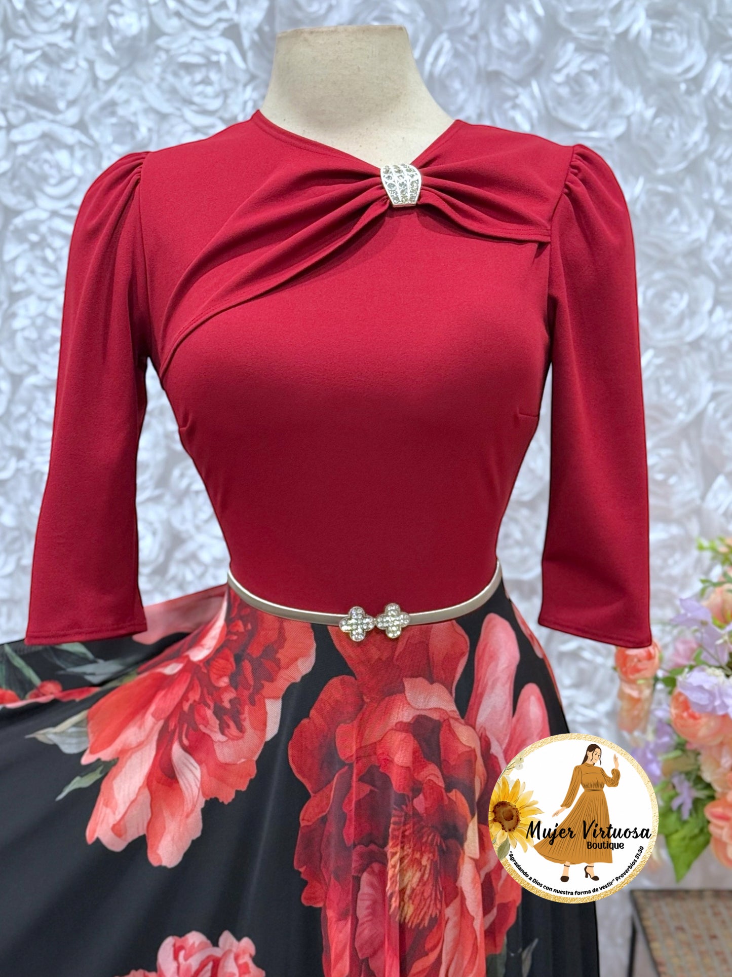 Rosalie Burgundy Roses🌹Dress