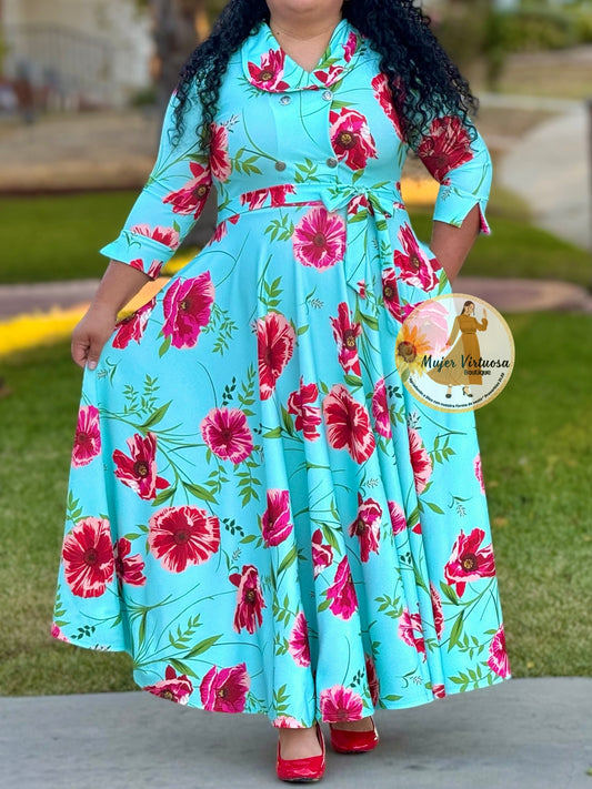 Raquel All Mint Floral Dress