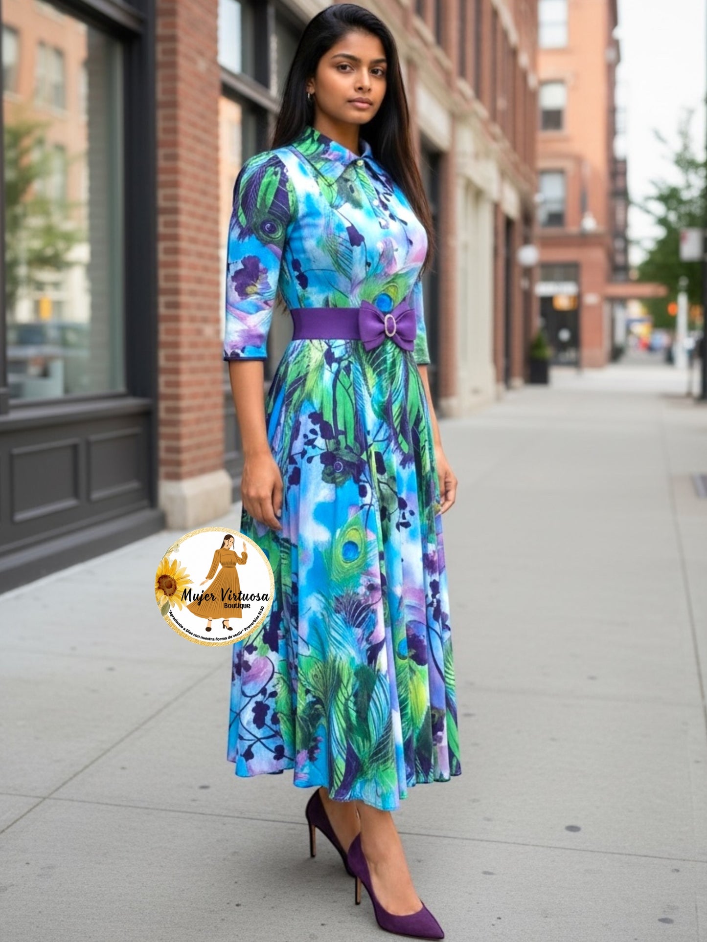 Minerva Aqua & Purple Dress