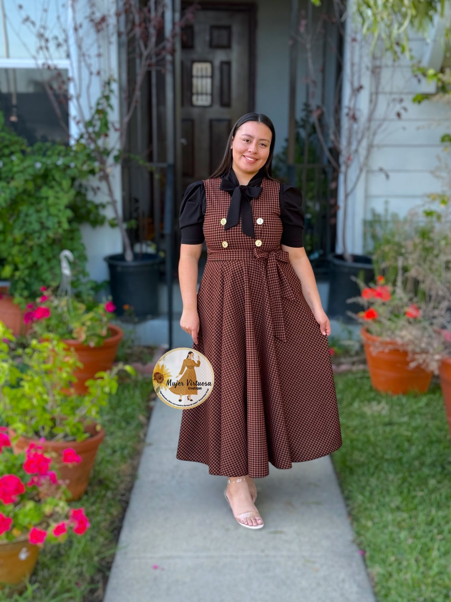 Rosy Rust & Black Plaid Overall