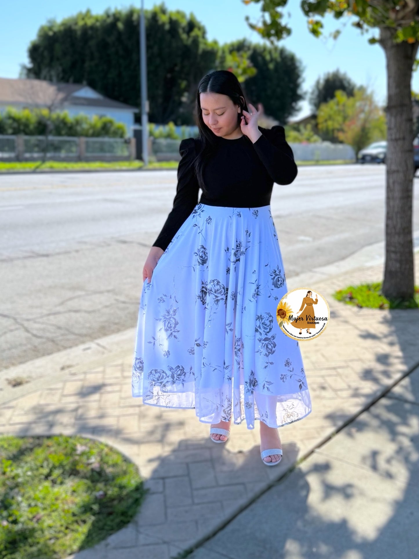 Eloisa Black & White Mesh Dress