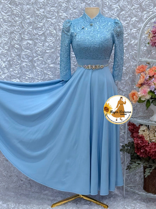 Ivana Sky Blue Lace Dress