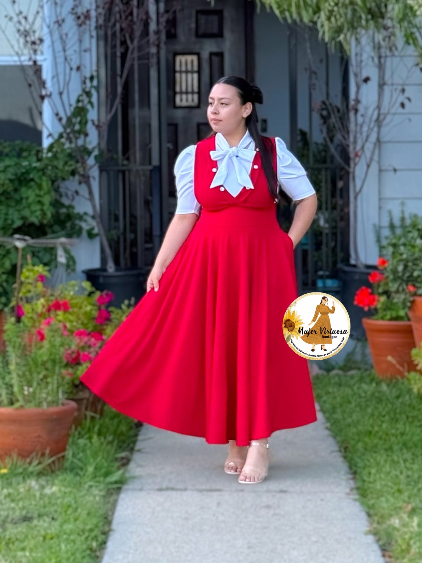 Leyda Red V-Neck Overall