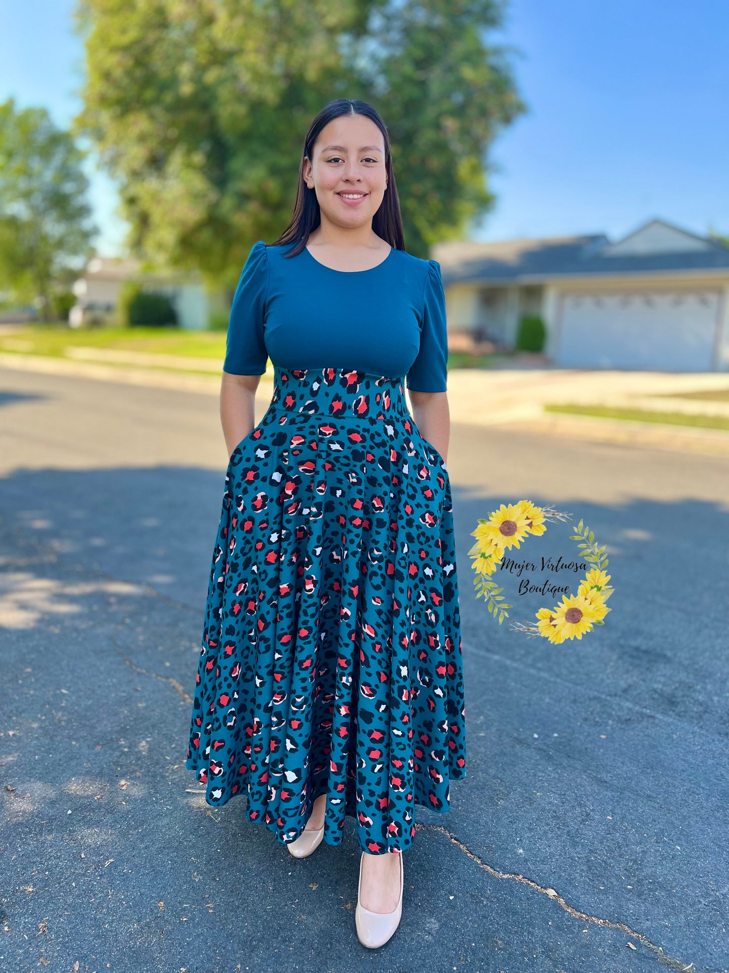 Magnolia Teal Floral Dress