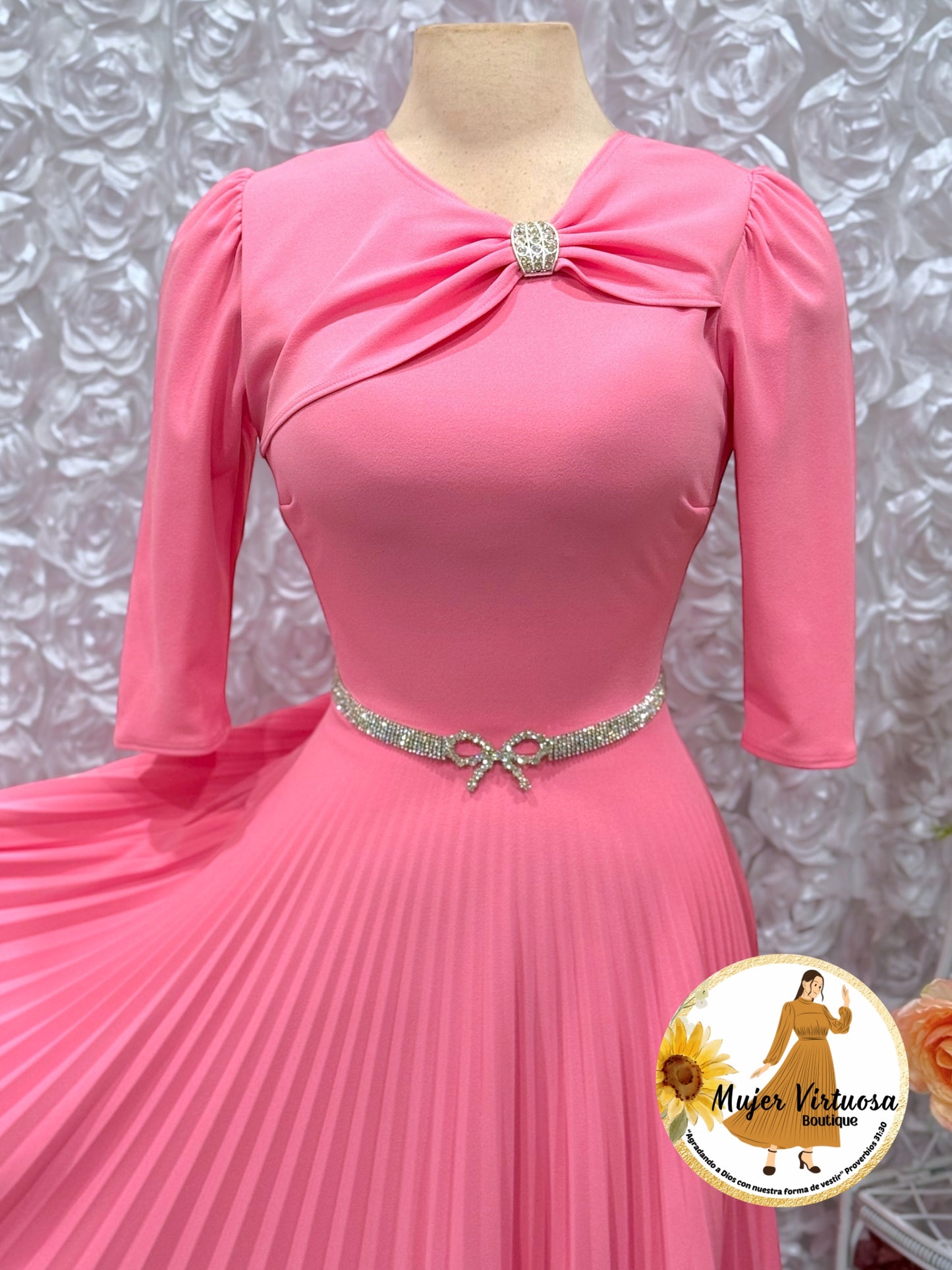 Rosalie Pink Pleated Dress