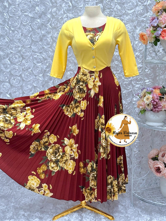 Maggie Yellow/Wine Blazer Dress