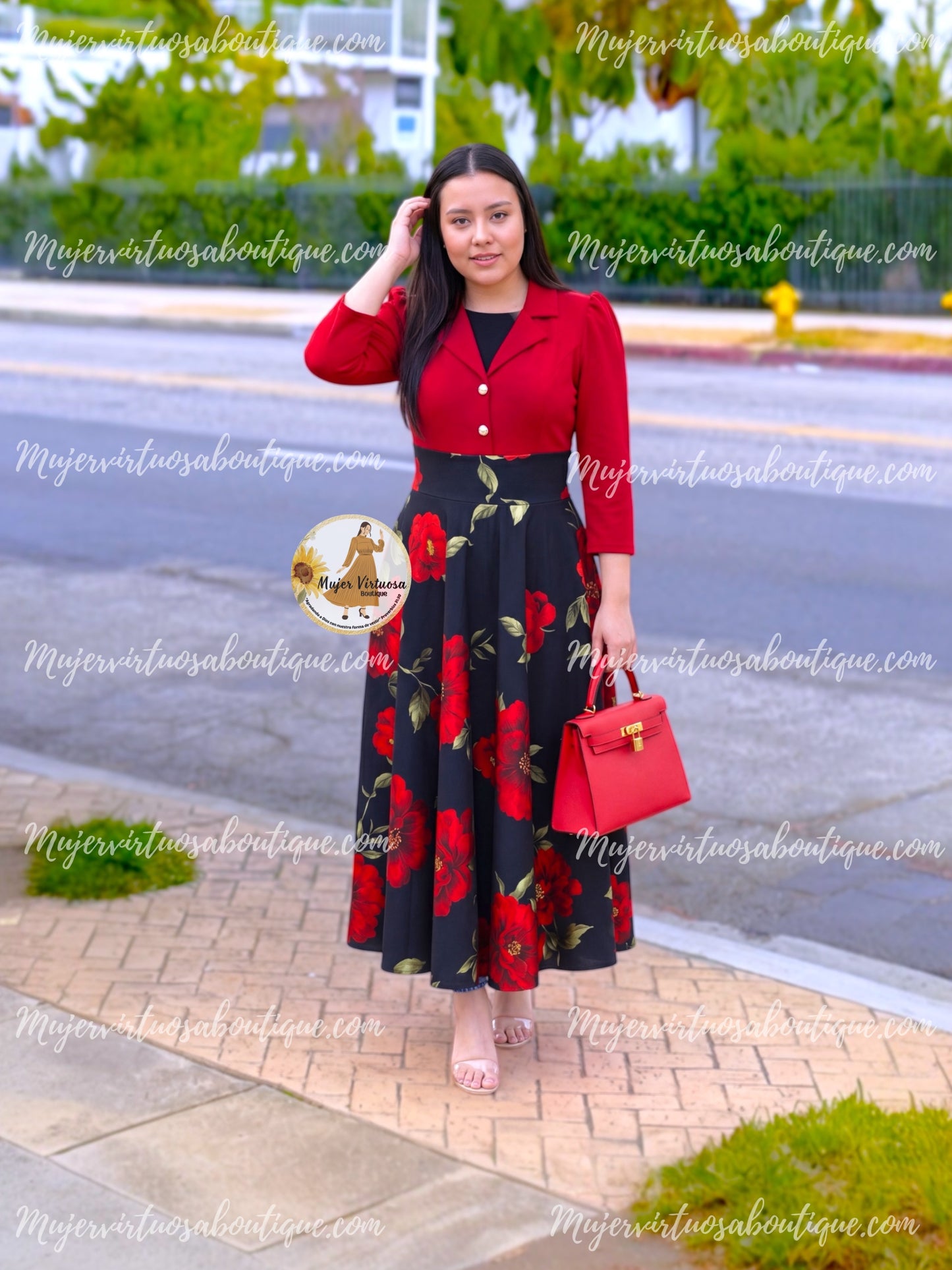 Maya Red & Black Dress