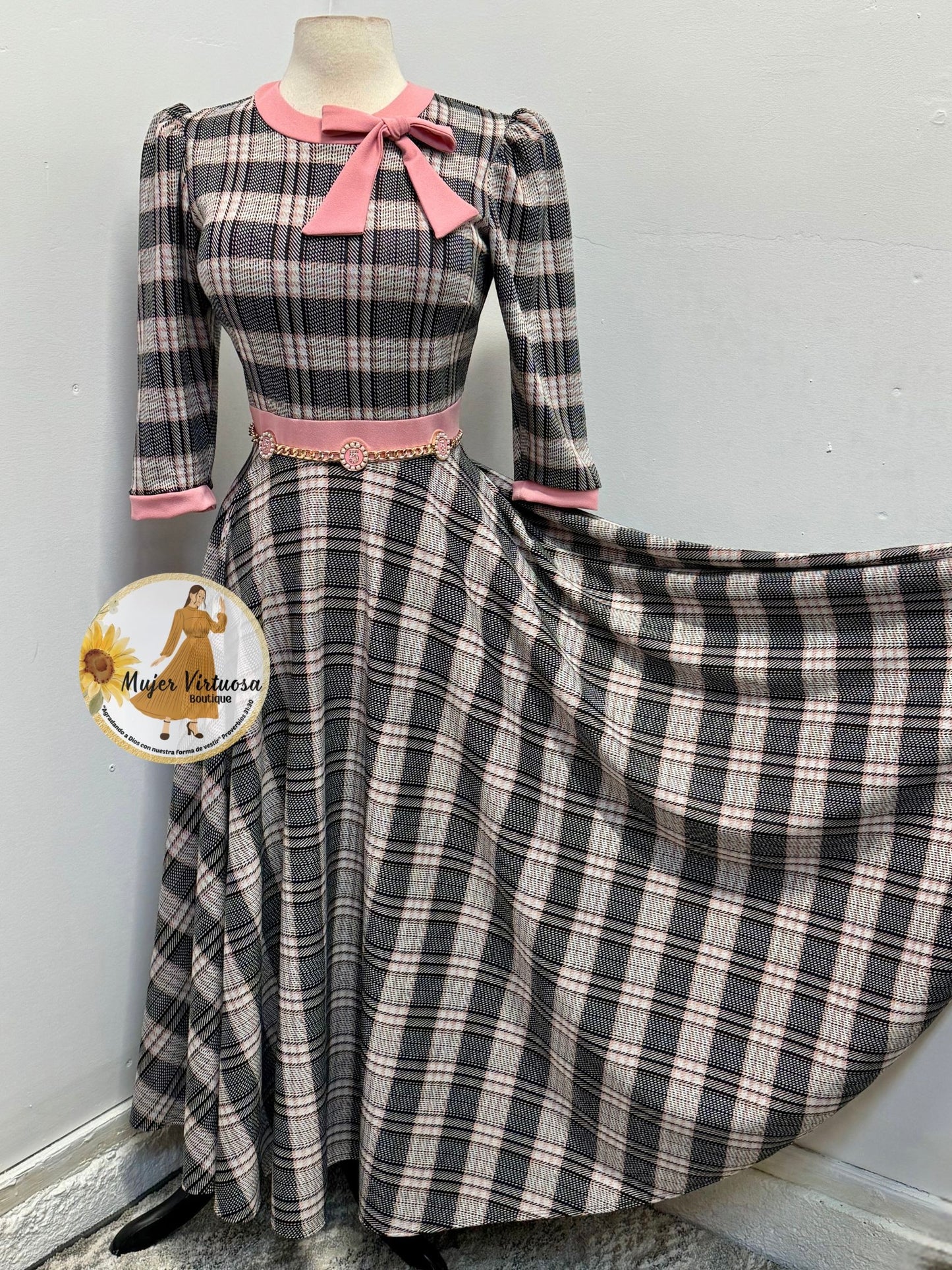 Juliette Pink Plaid Retro Dress