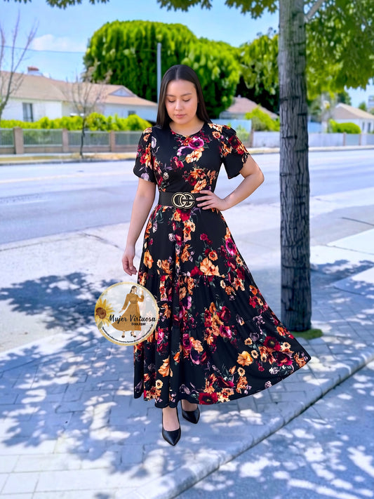 Ruth Black Floral Dress