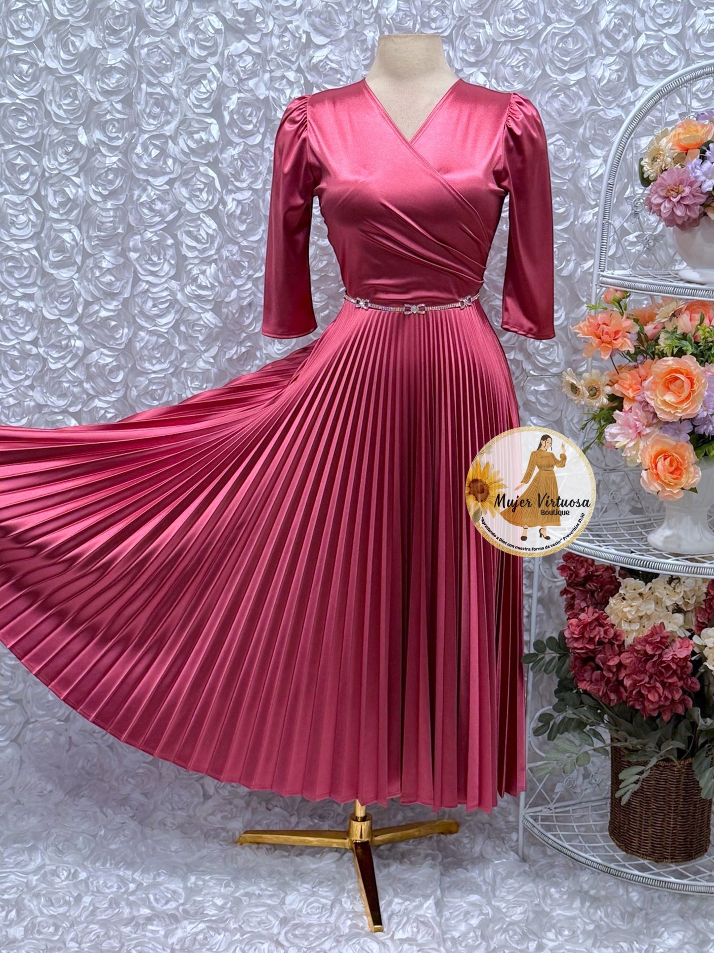 Lucia Guava Pink Satin Dress