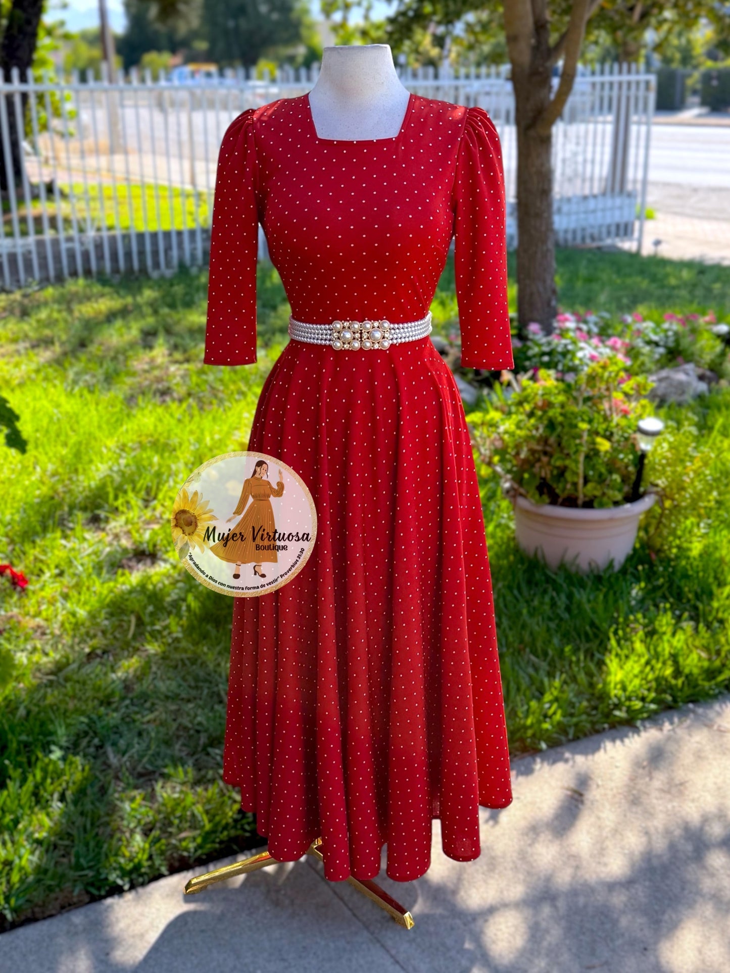 Eunice Terracota Polka Dot Dress