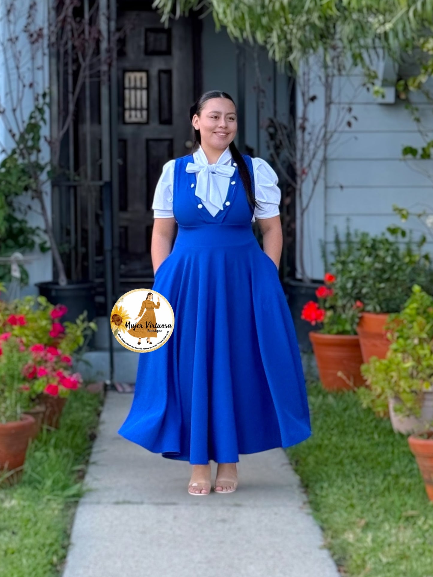 Leyda Royal Blue V-Neck Overall