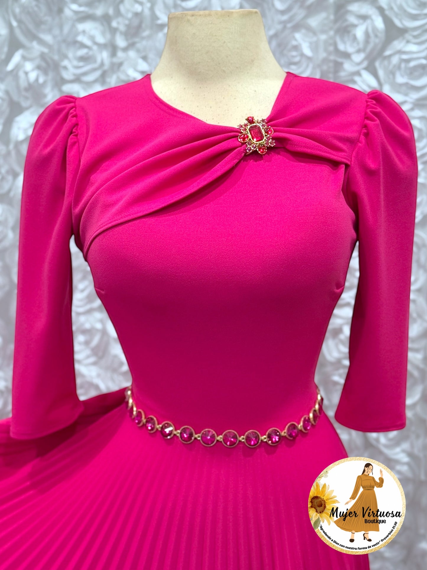 Rosalie Fucsia Pleated Dress