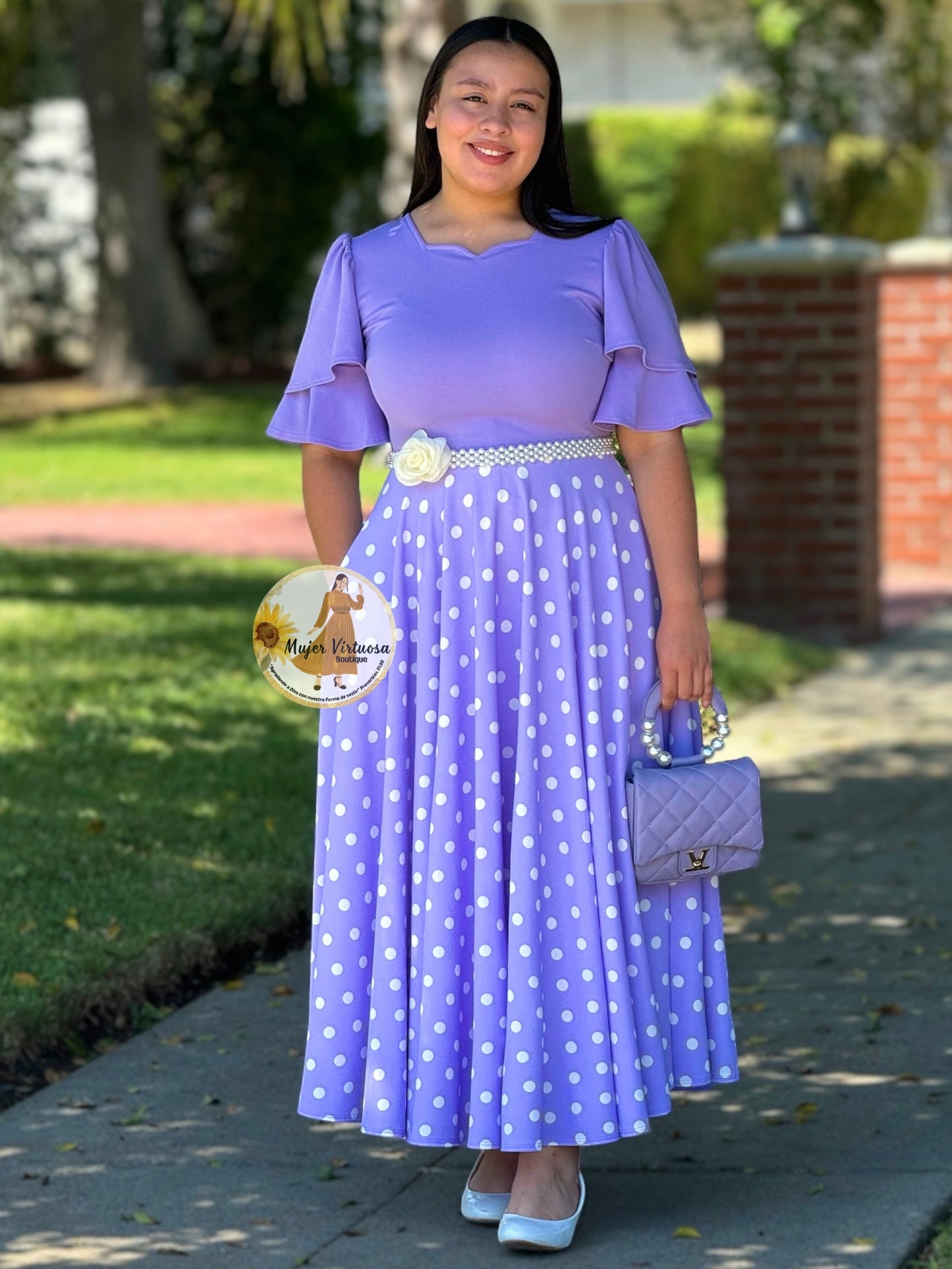 Olivia Lilac Polka Dot Dress