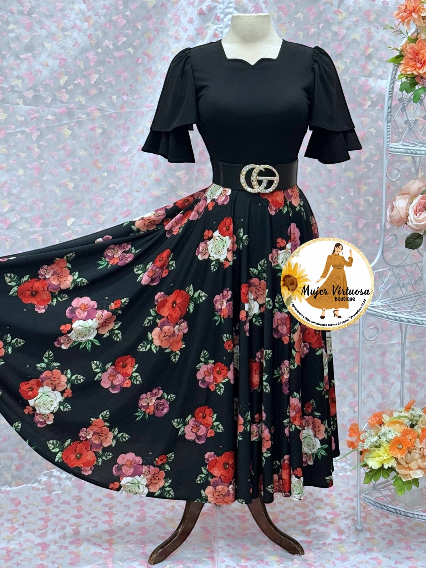 Olivia Black Floral Dress