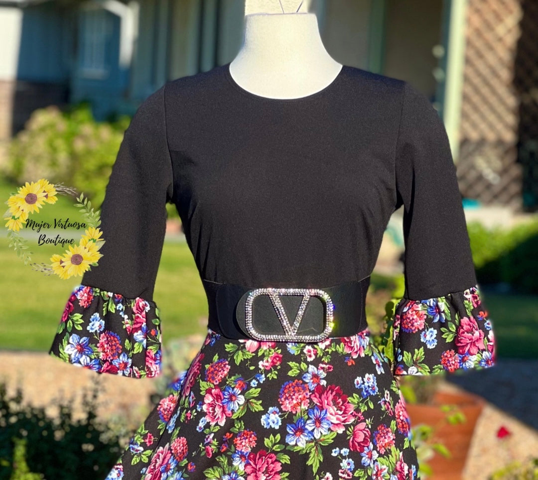 Hannah Black Floral Dress