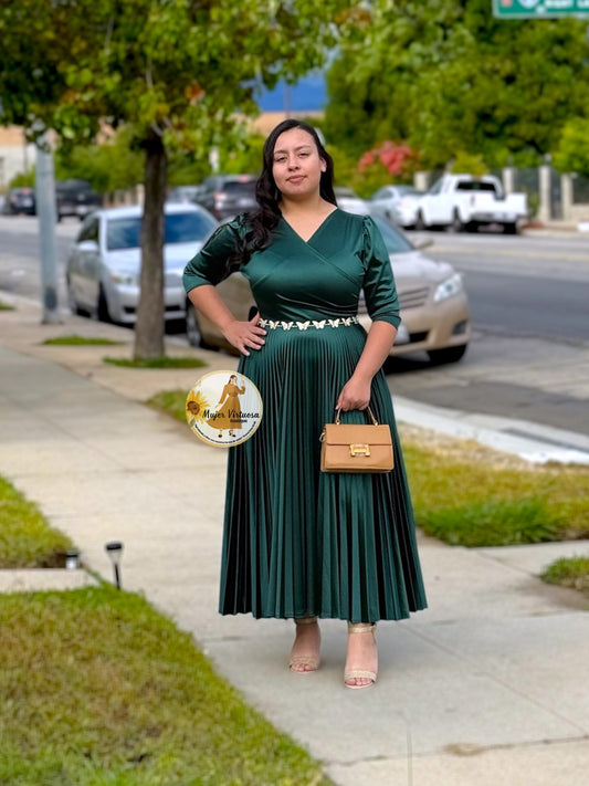 Celine Emerald Green Satin Dress