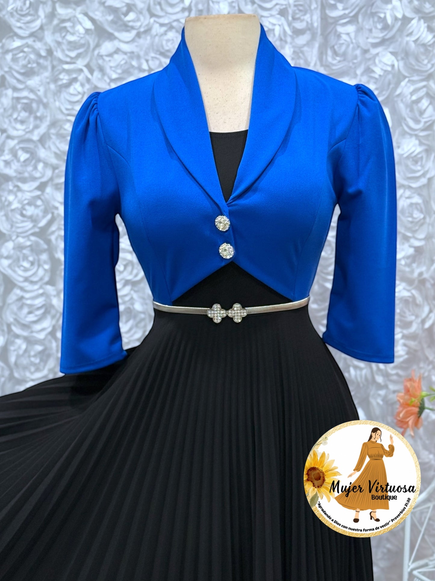 Emely Royal Blue & Black Dress