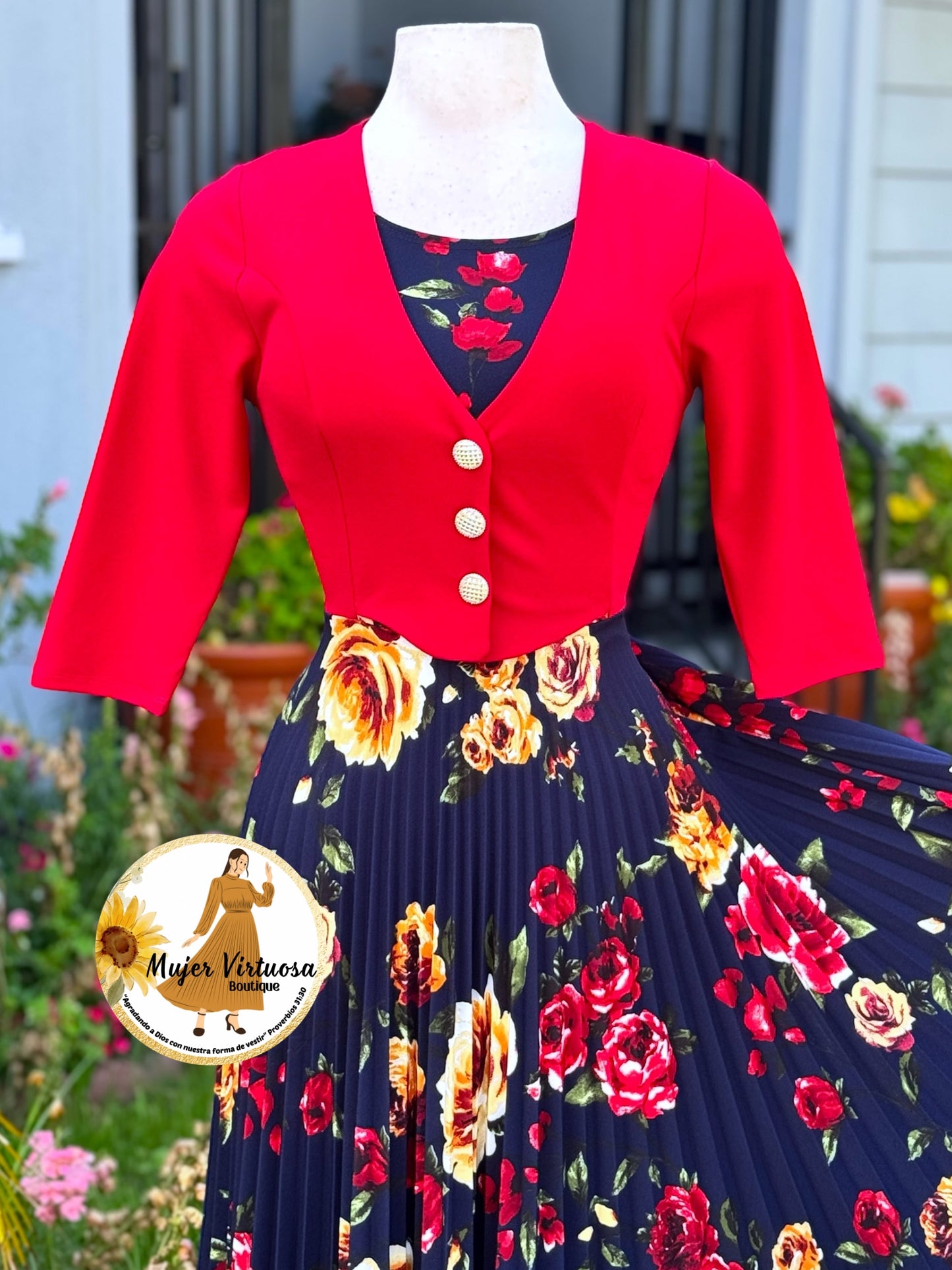 Maggie Red/Navy Blazer Dress