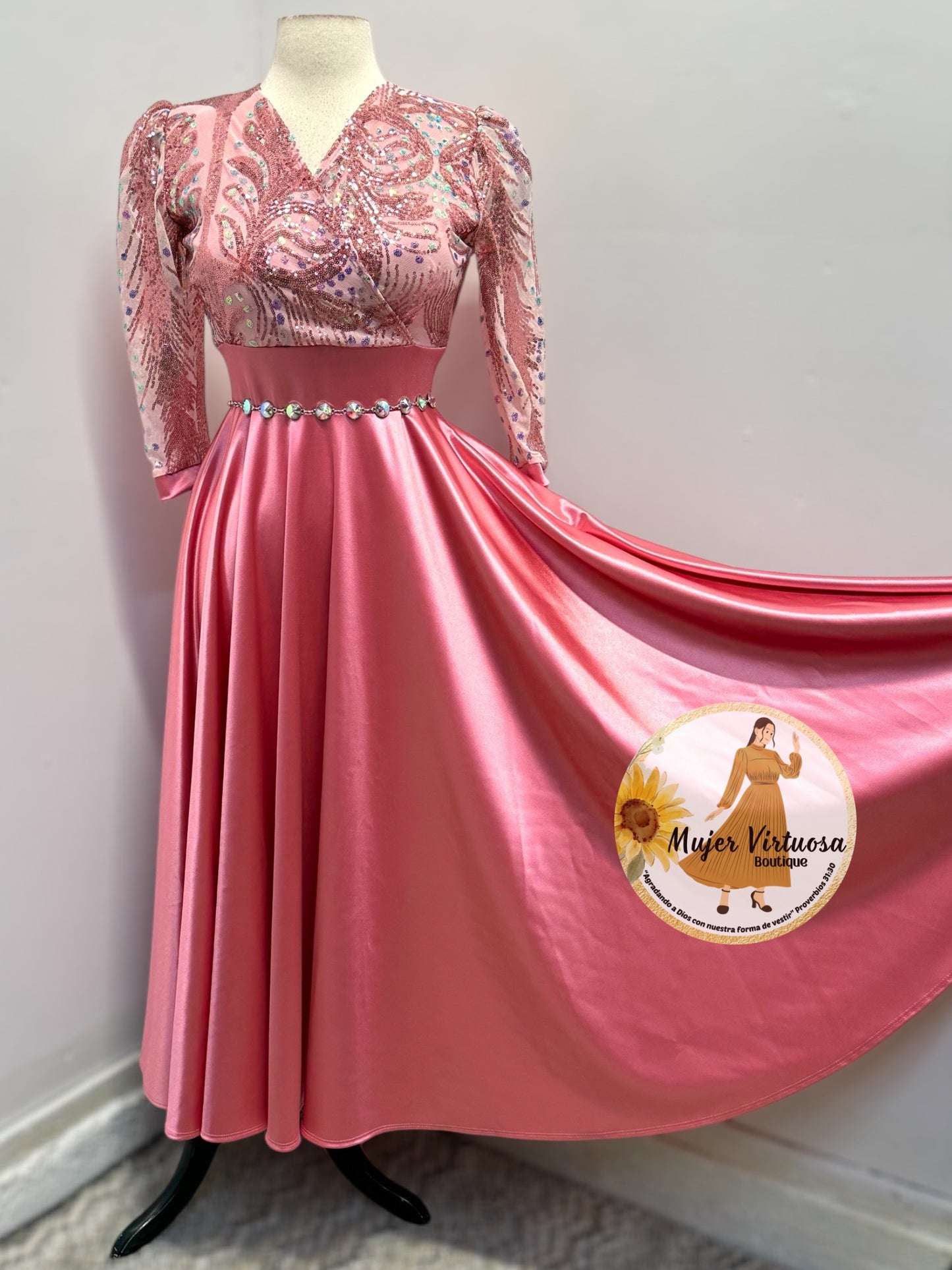 Cecilia Rose Pink Satin Dress