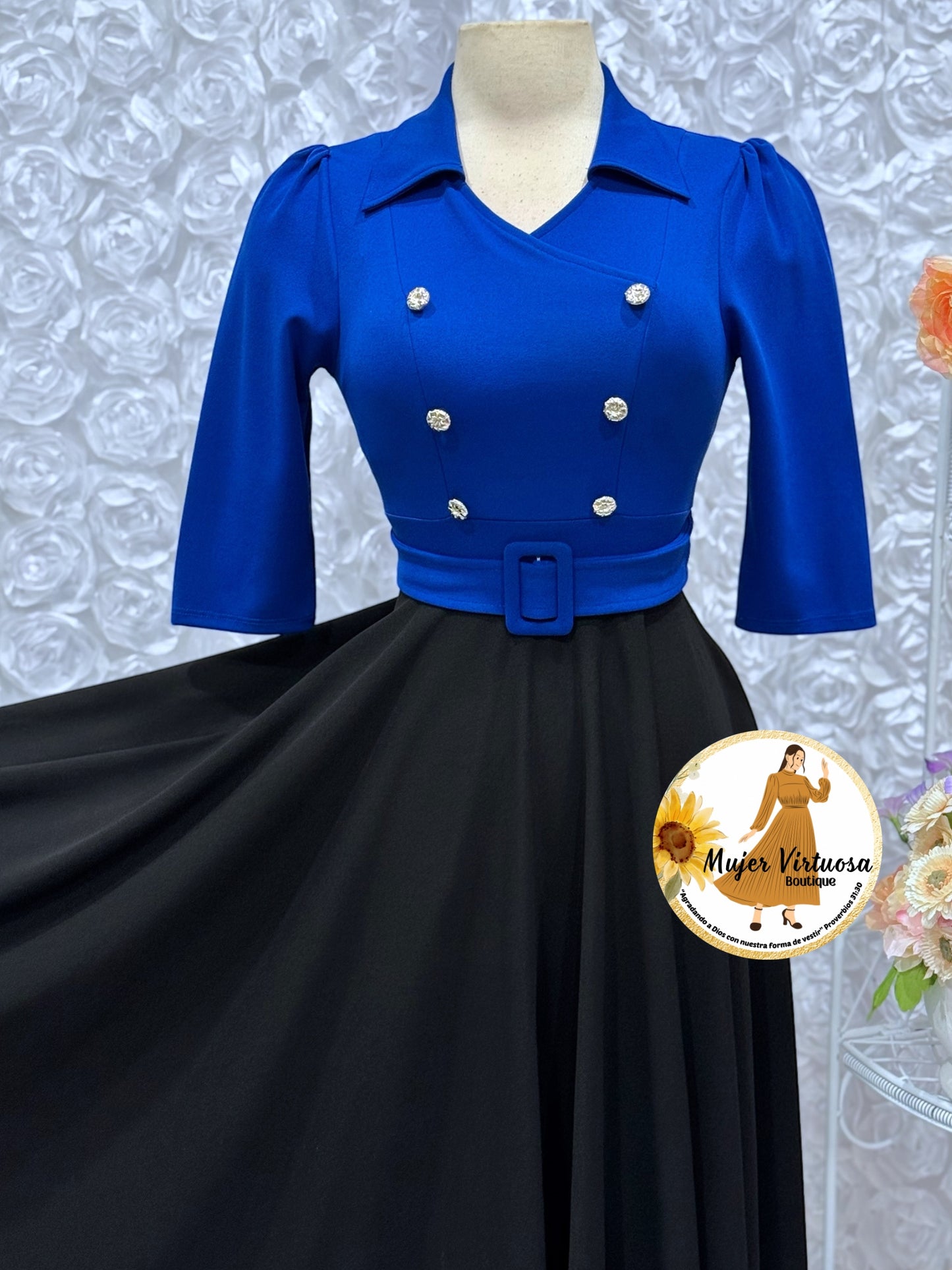 Frida Royal Blue/Black Dress