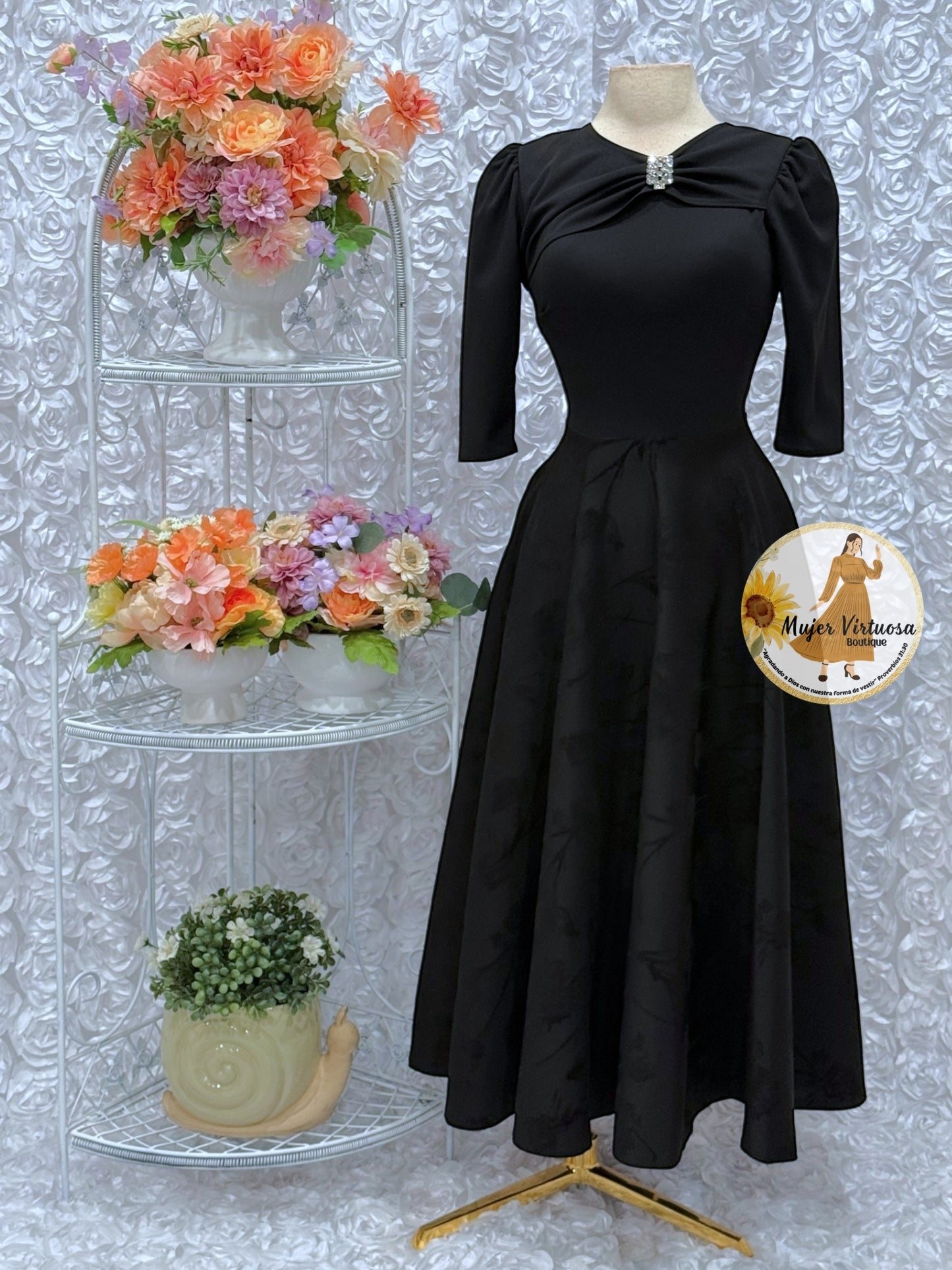 Rosalie Black Floral Dress