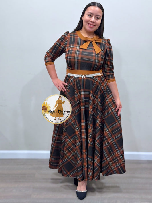 Juliette Camel/Black Plaid Dress