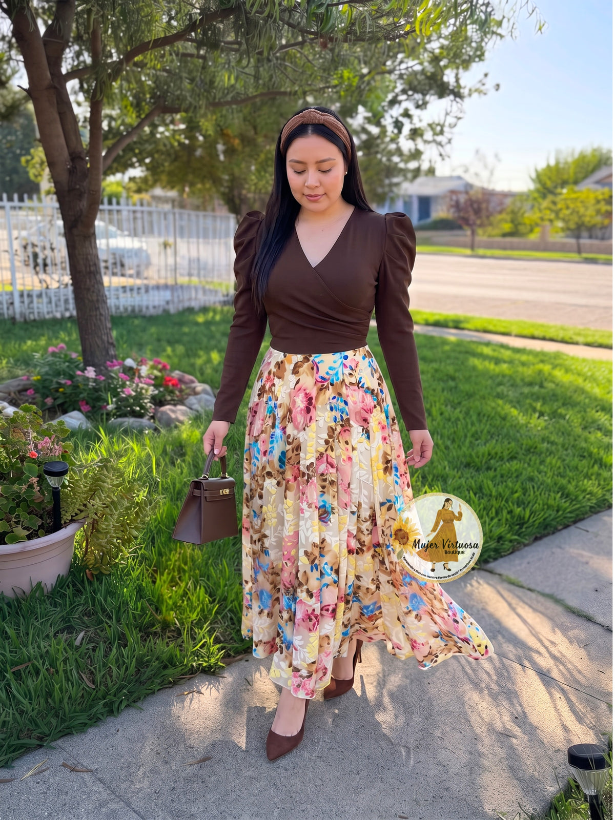 Larissa Brown & Velvet Floral Dress