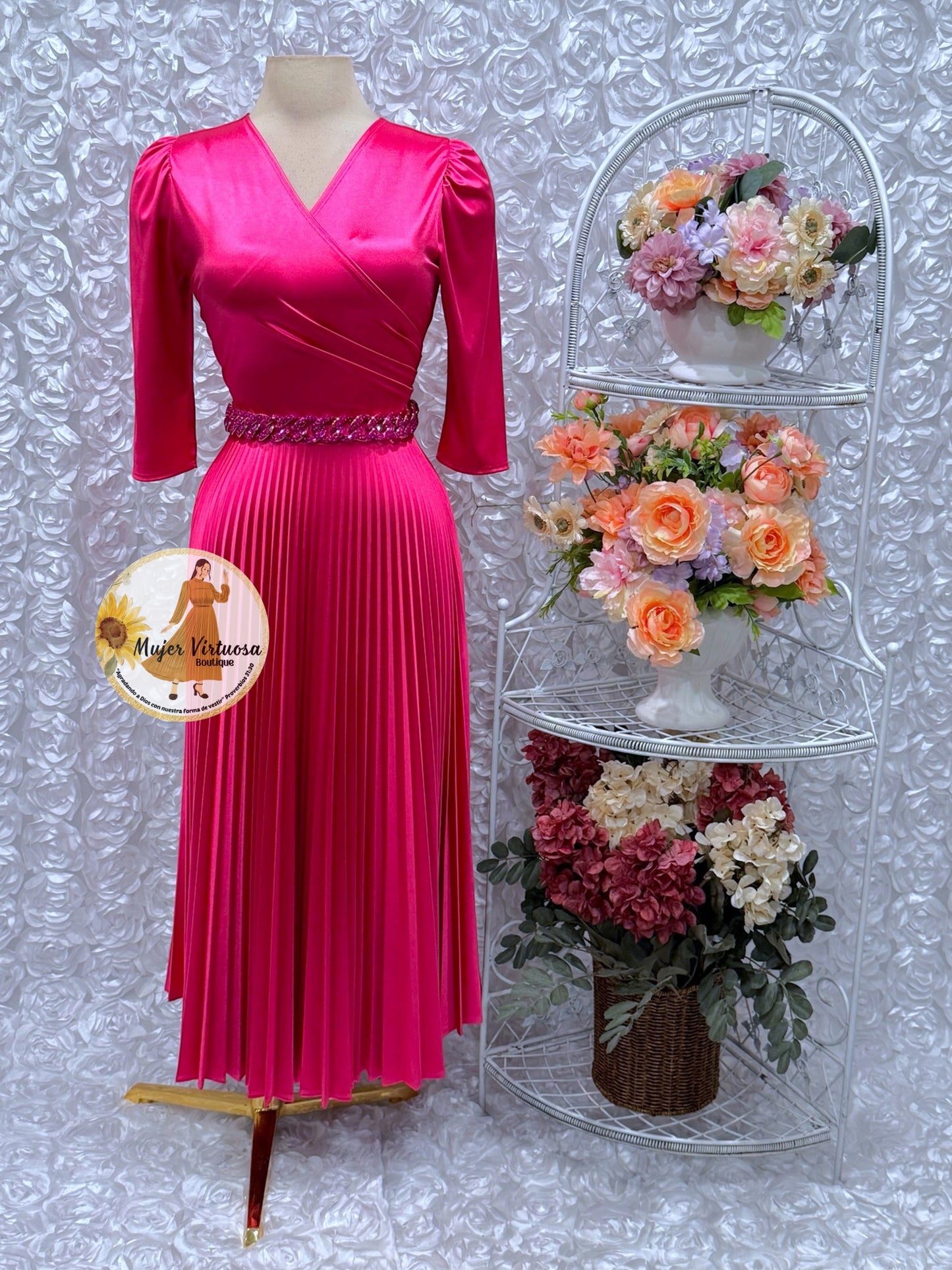 Lucia Fucsia Satin Dress