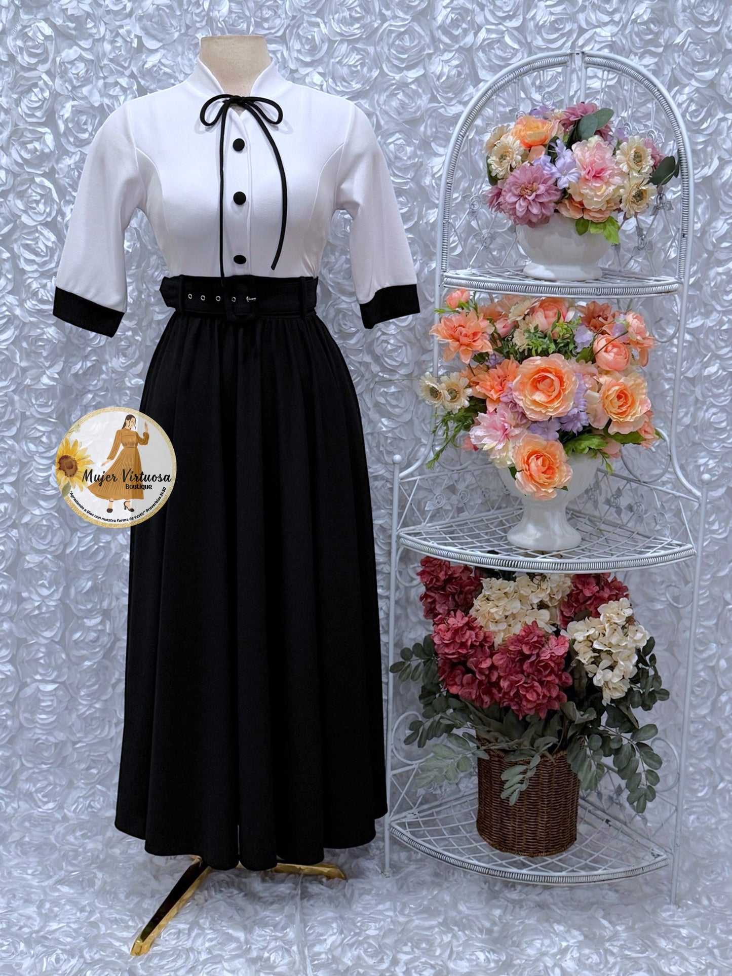 Maya White & Black Dress