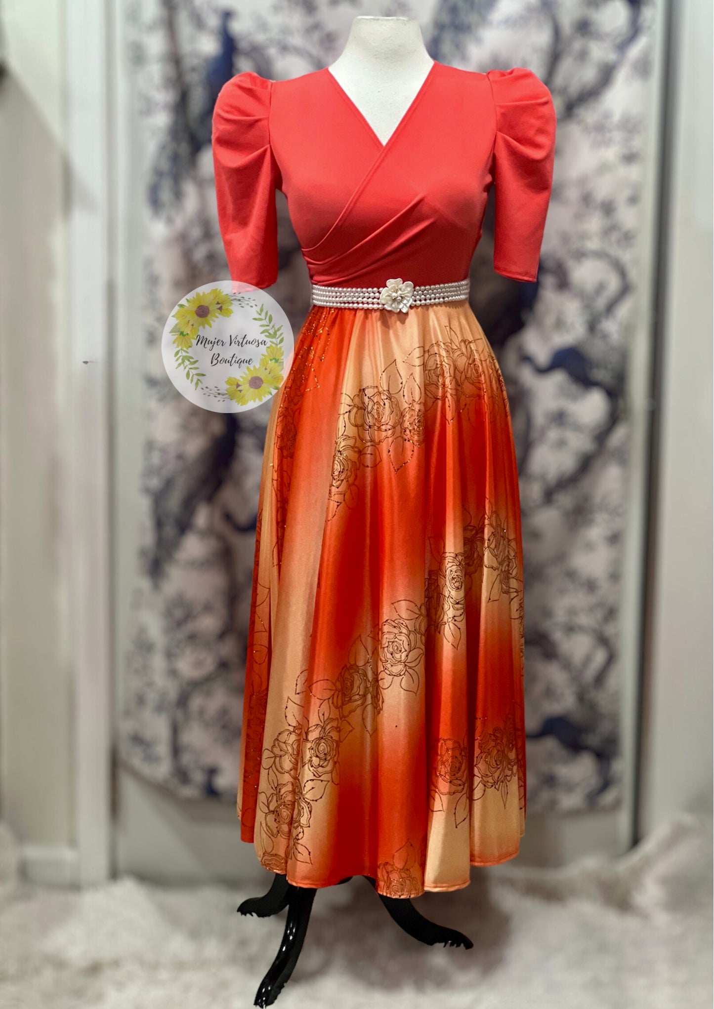 Susan Orange Satin Dress