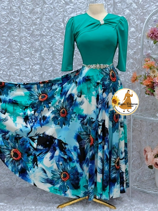 Rosalie Turquesa Floral Dress