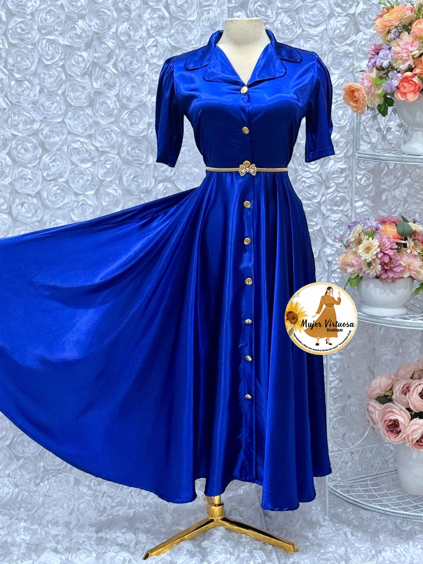 Jimena Royal Blue Satin Dress
