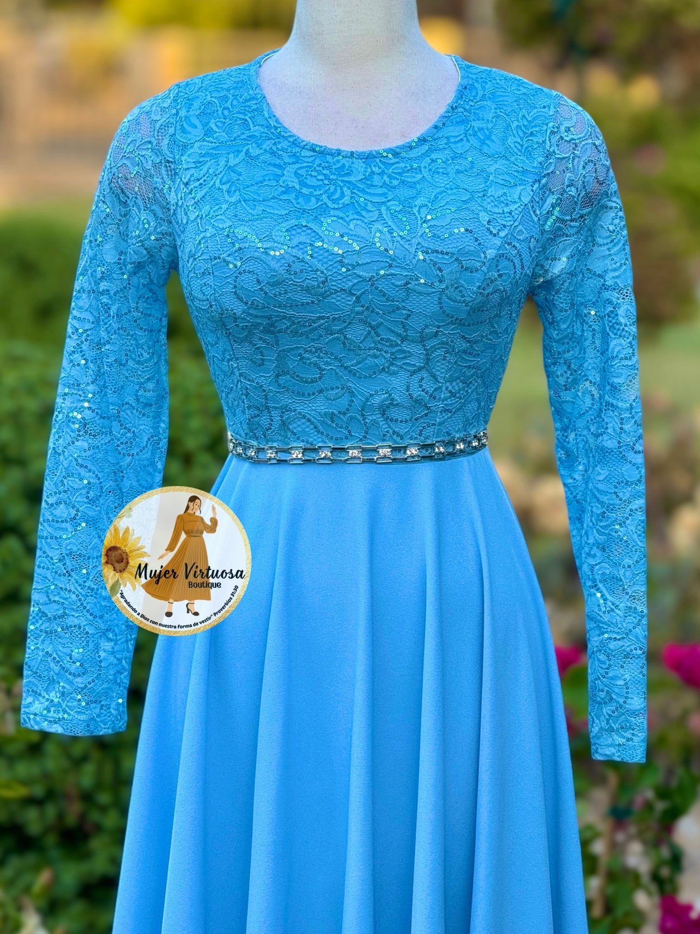 Anabel Sky Blue Lace Dress