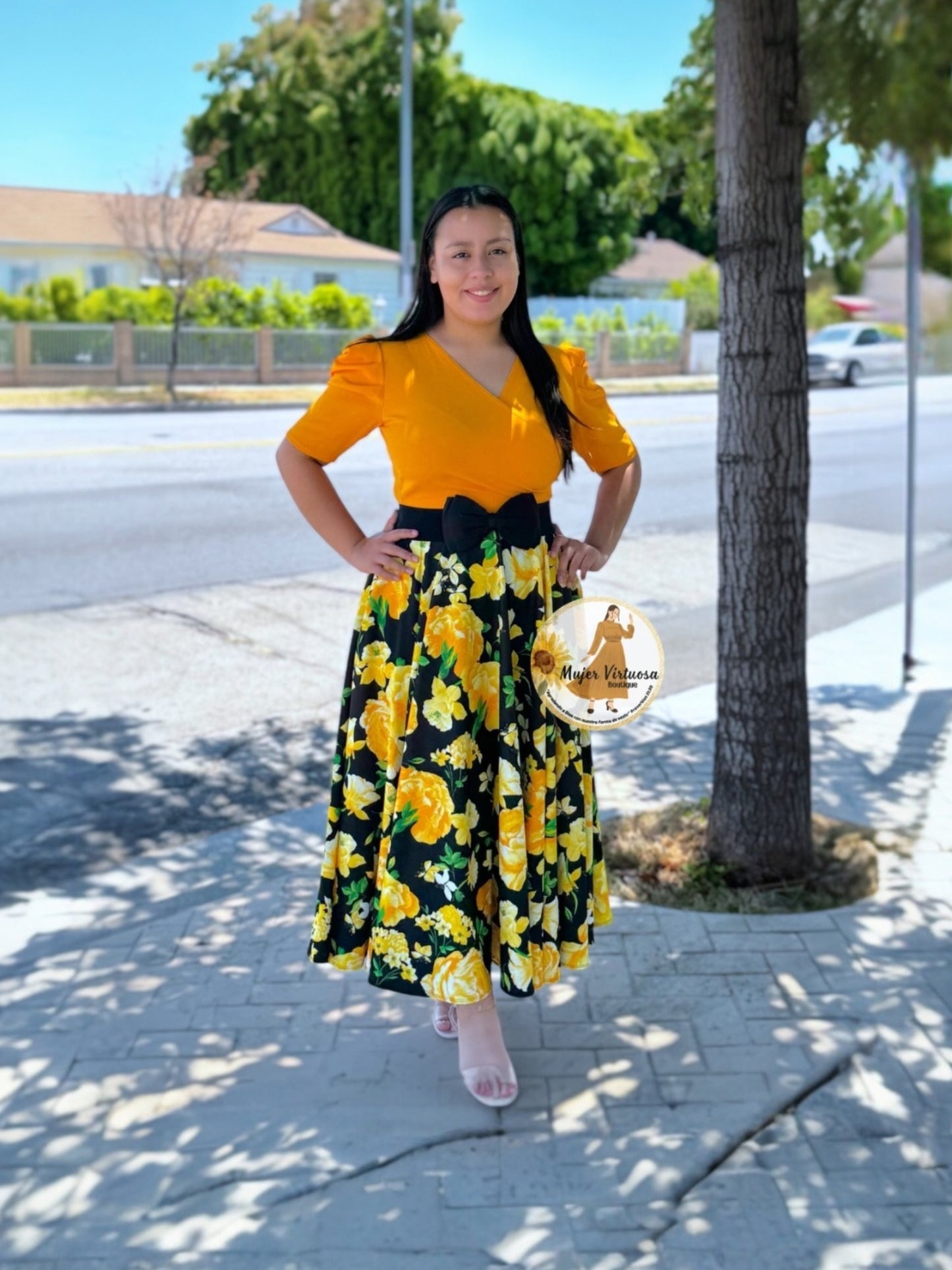 Susan Mango & Black Floral Dress