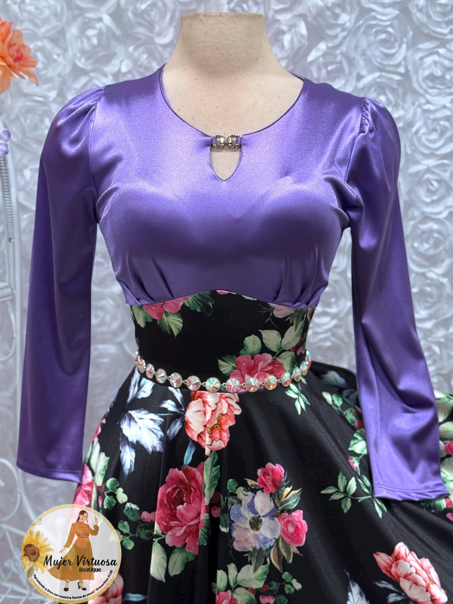 Heidi Violet/Black Satin Dress