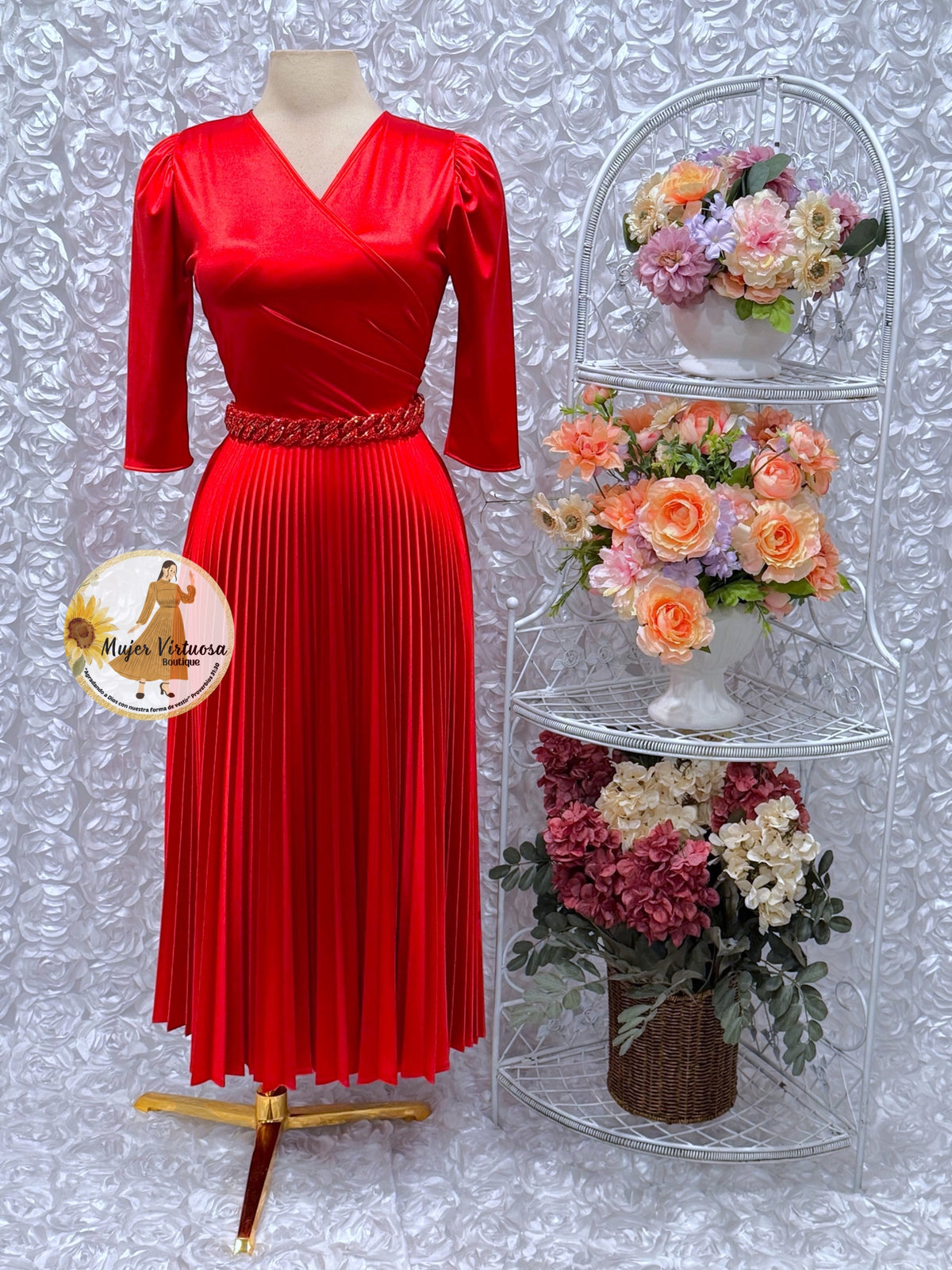 Lucia Red Satin Dress