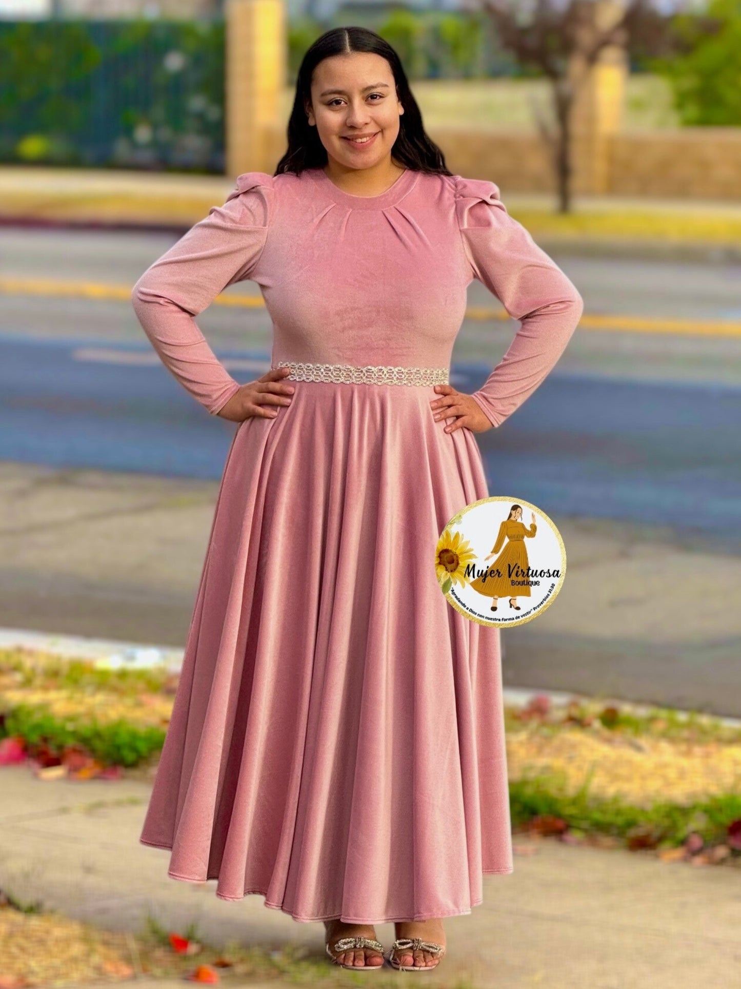 Eloisa Pink Velvet Dress