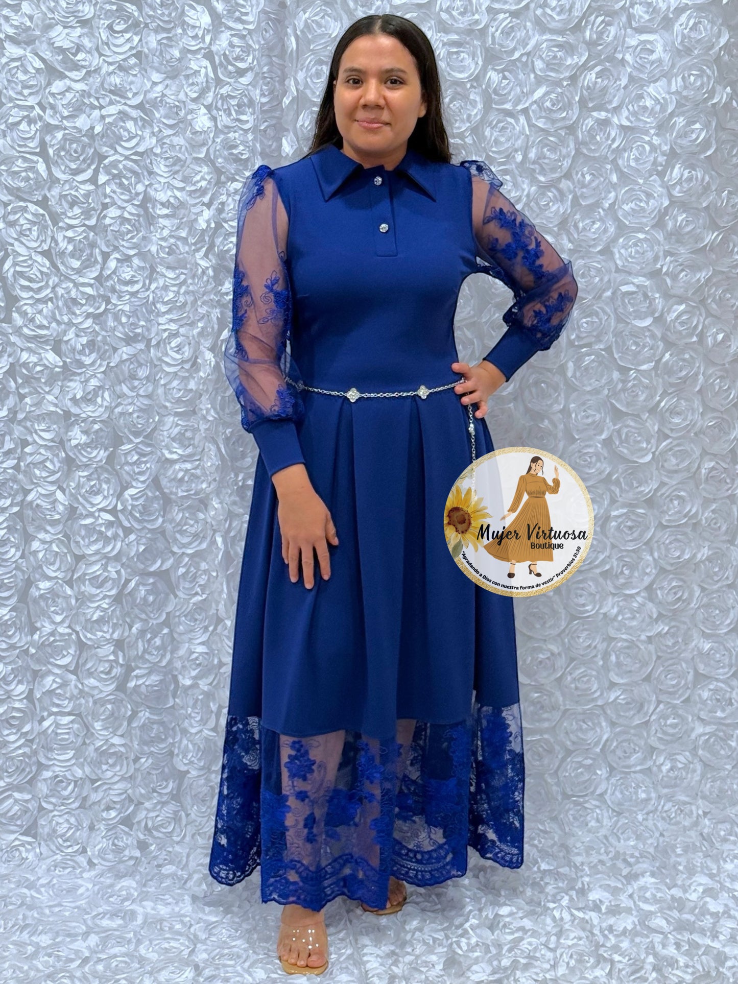 Belinda Royal Blue Pleated Dress