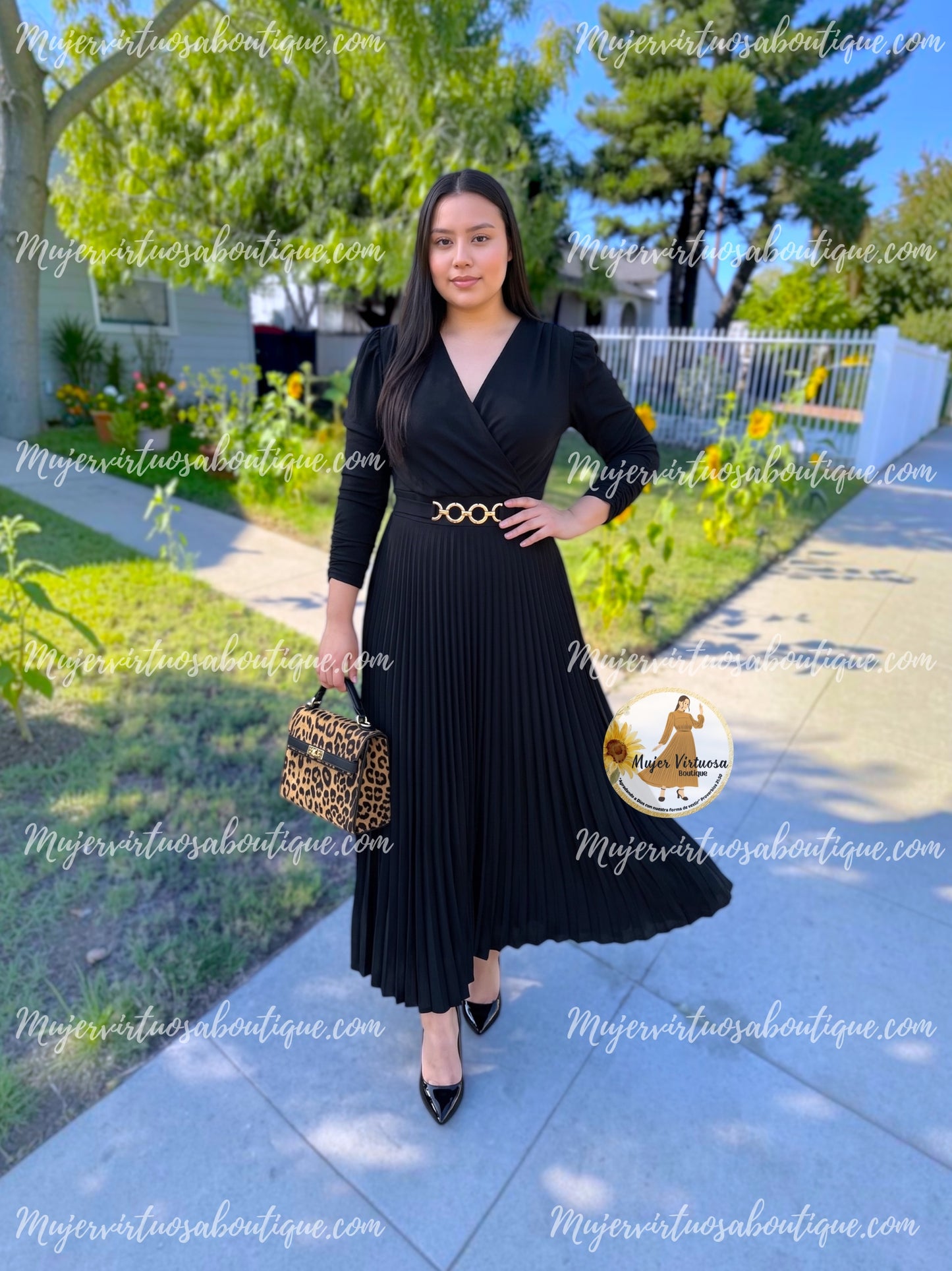 Belen Black Belted Dress