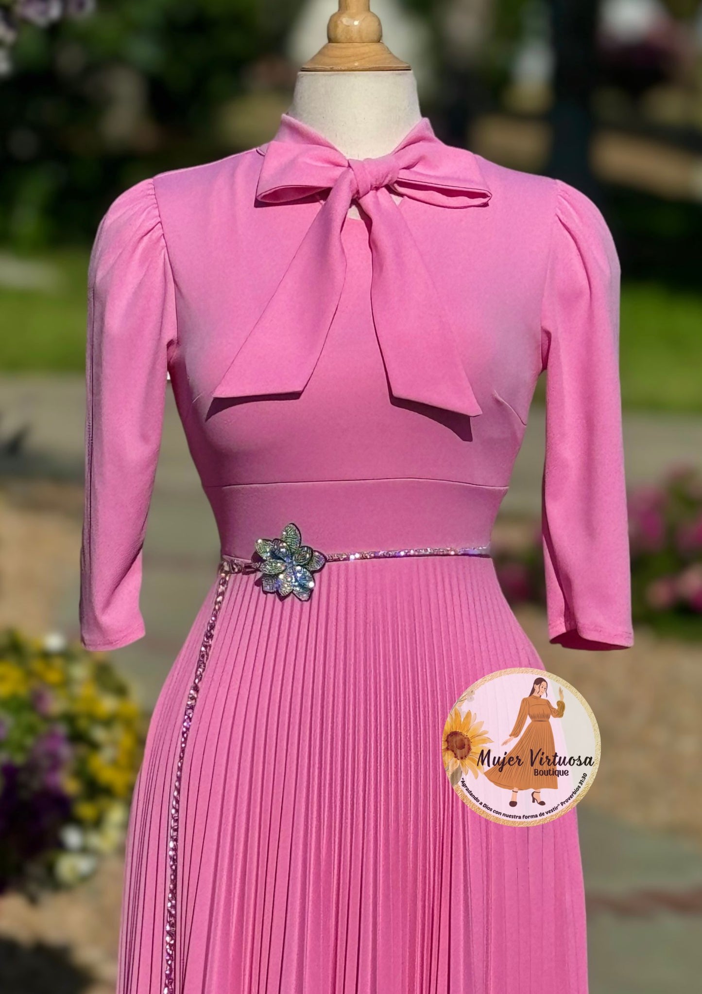 Melanie Pink Pleated Dress